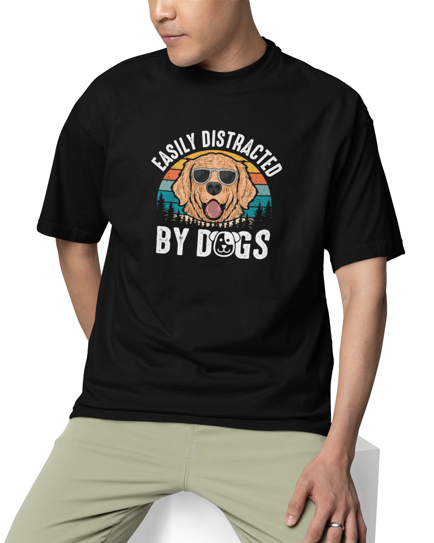 Easily Distracted By Dogs Unisex Oversized T-Shirt