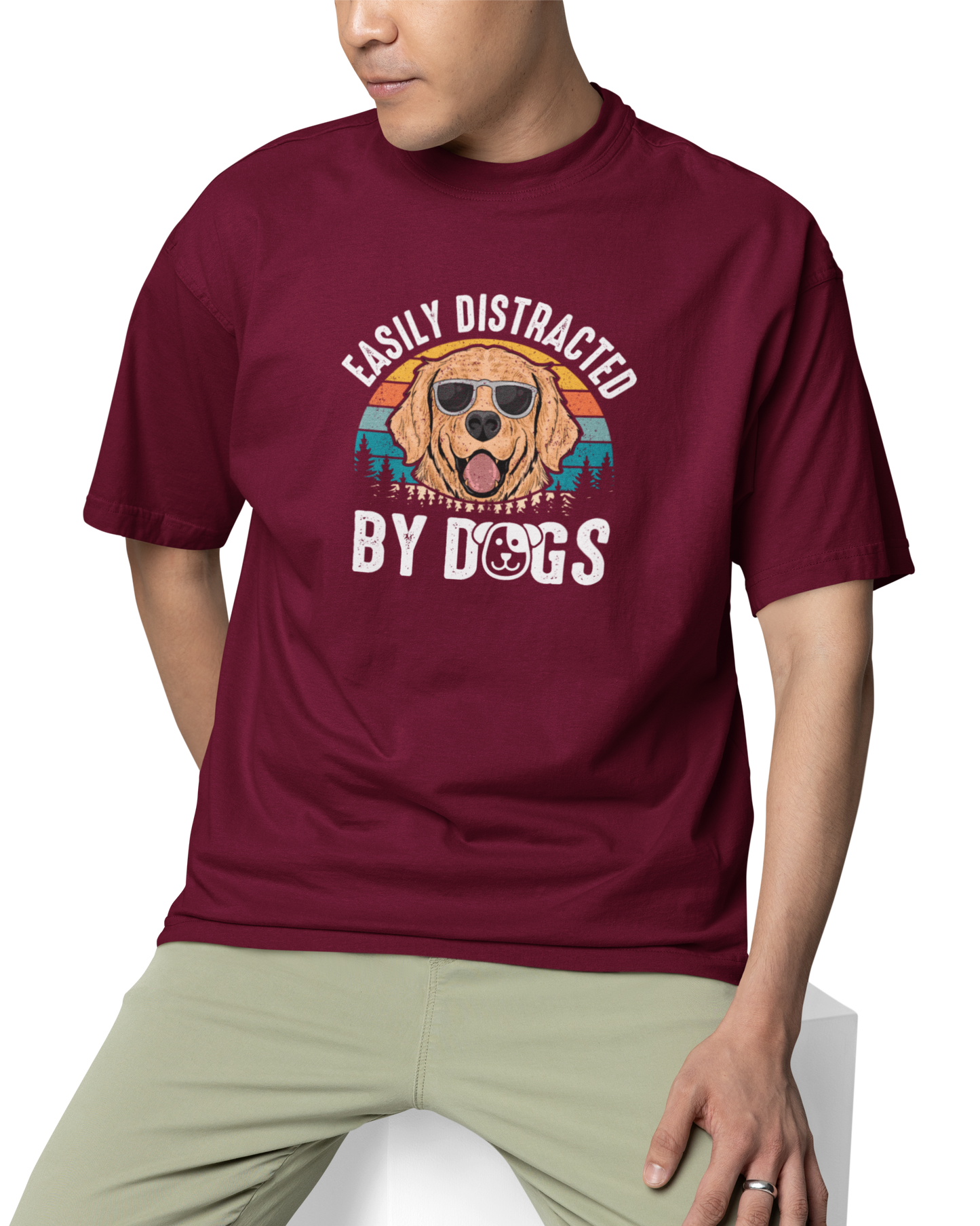 Easily Distracted By Dogs Unisex Oversized T-Shirt