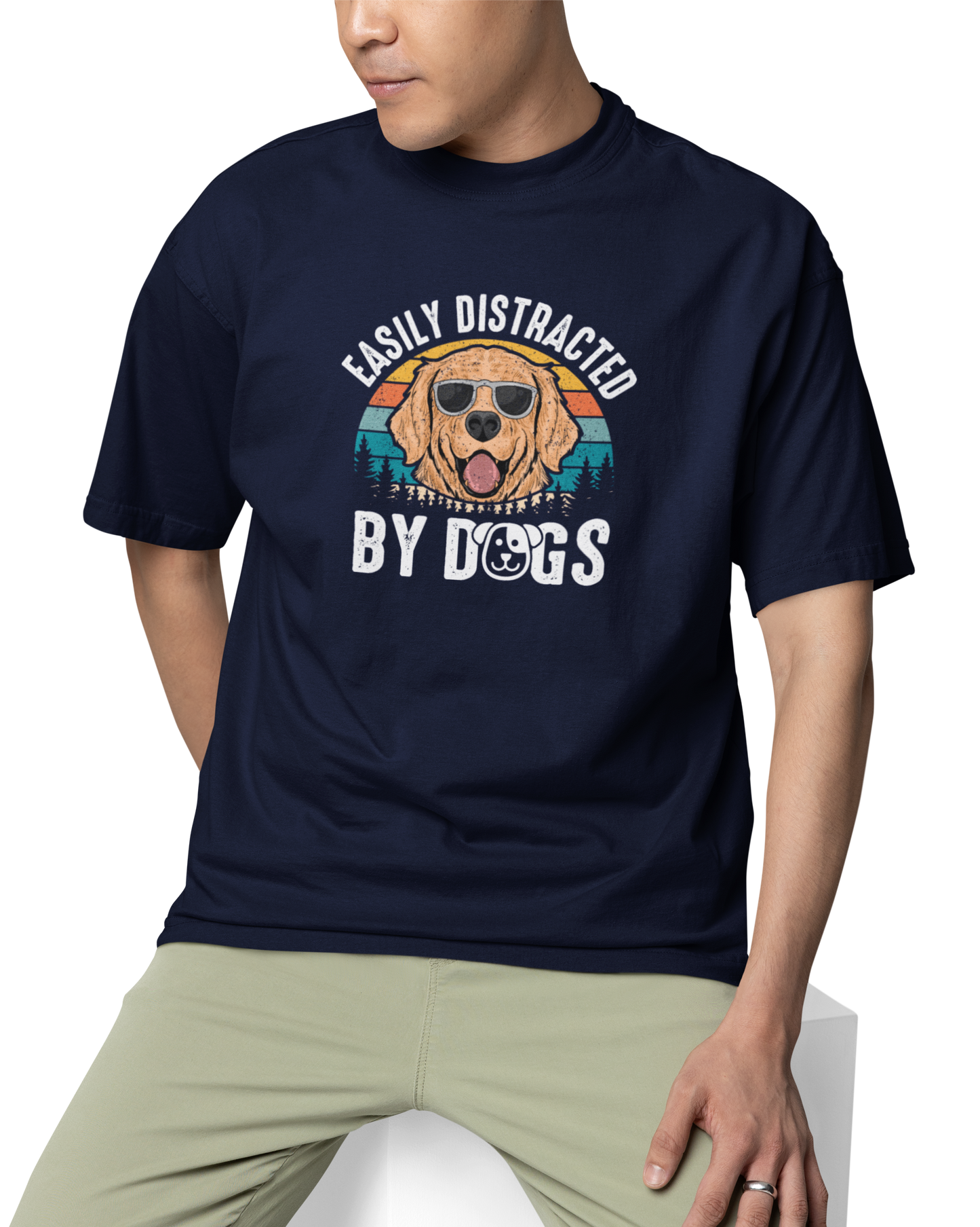 Easily Distracted By Dogs Unisex Oversized T-Shirt