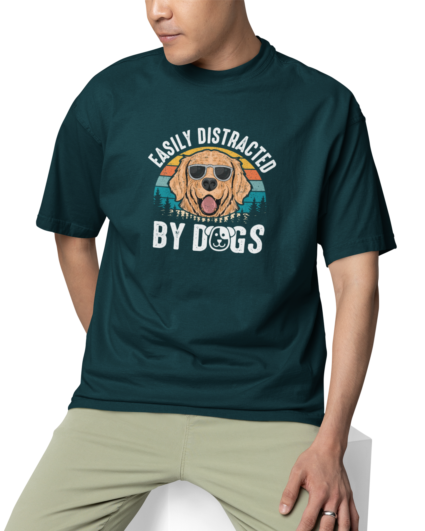 Easily Distracted By Dogs Unisex Oversized T-Shirt