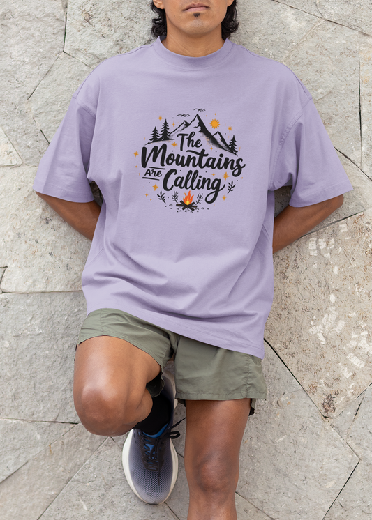 The Mountains Are Calling Unisex Terry Oversized T-Shirt