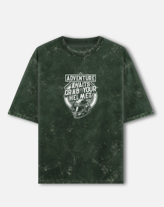 Adventure Awaits Unisex Acid Washed Oversized T-Shirt