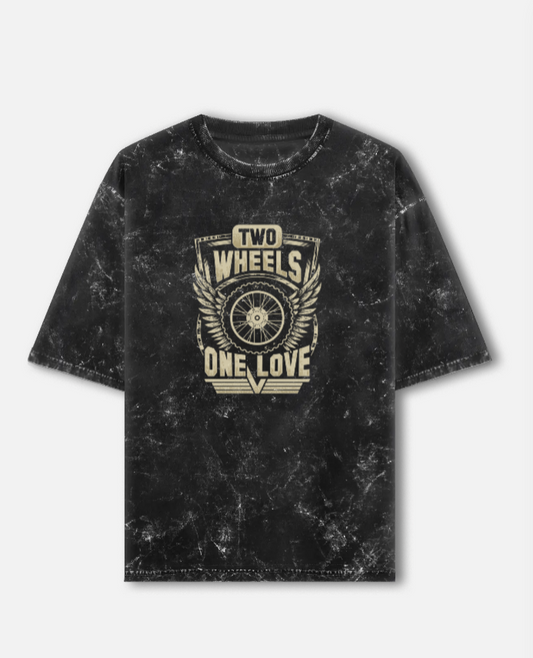 Two Wheels One Love Unisex Acid Washed Oversized T-Shirt