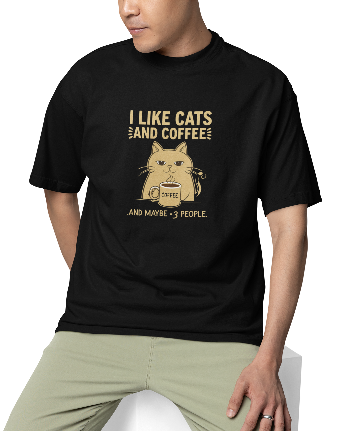 I Like Cats And Coffee Unisex Oversized T-Shirt