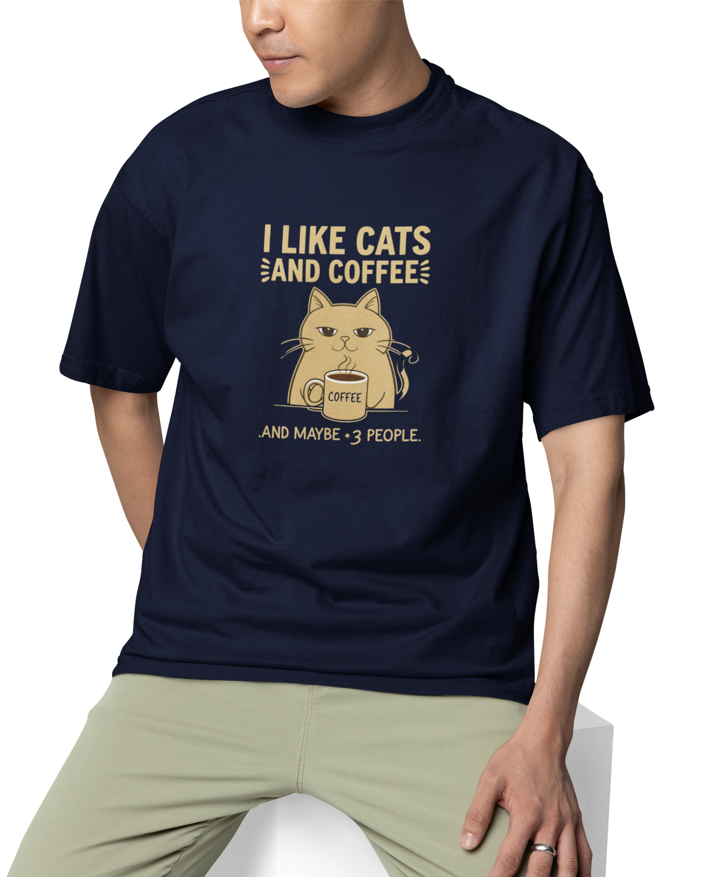 I Like Cats And Coffee Unisex Oversized T-Shirt