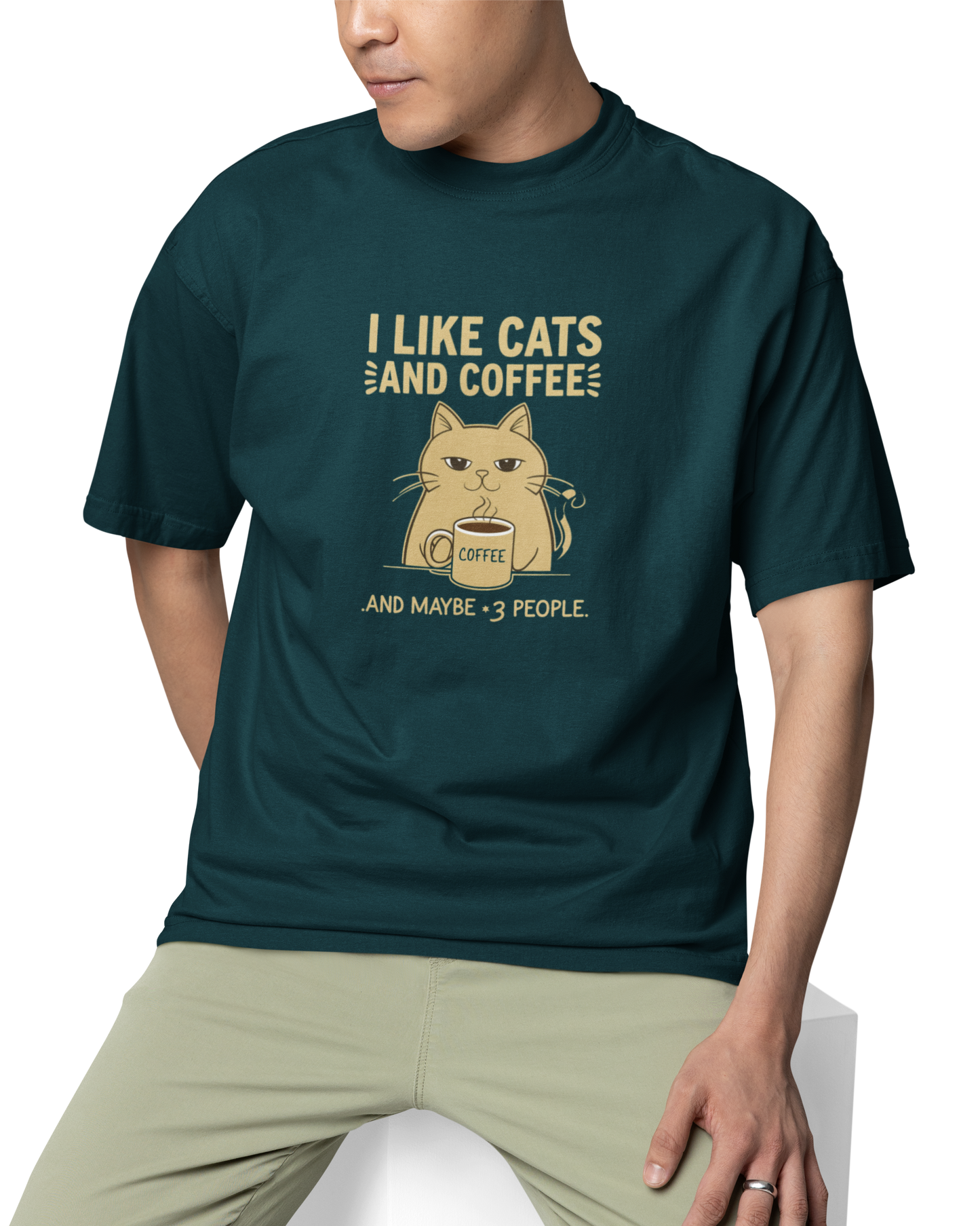 I Like Cats And Coffee Unisex Oversized T-Shirt