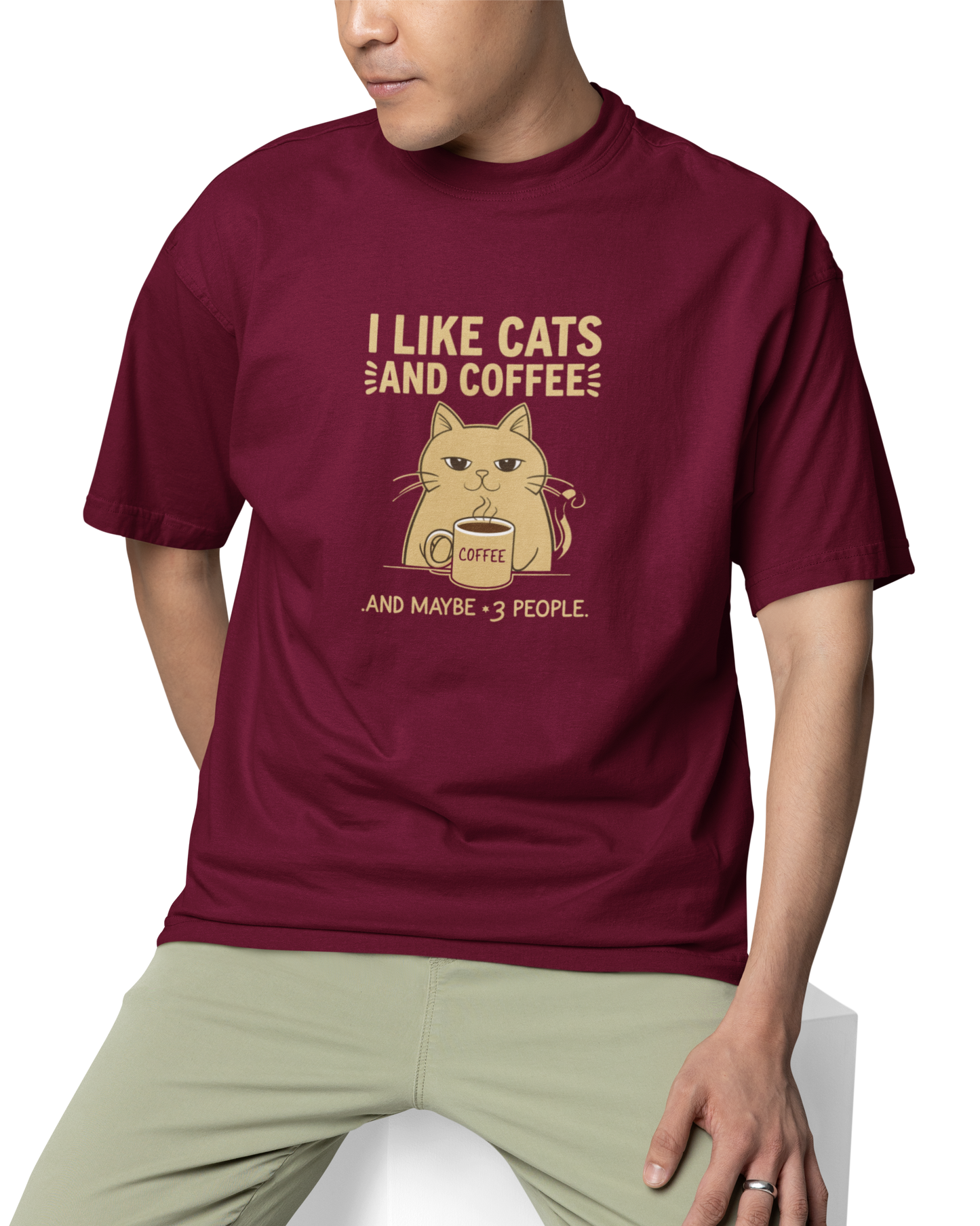 I Like Cats And Coffee Unisex Oversized T-Shirt