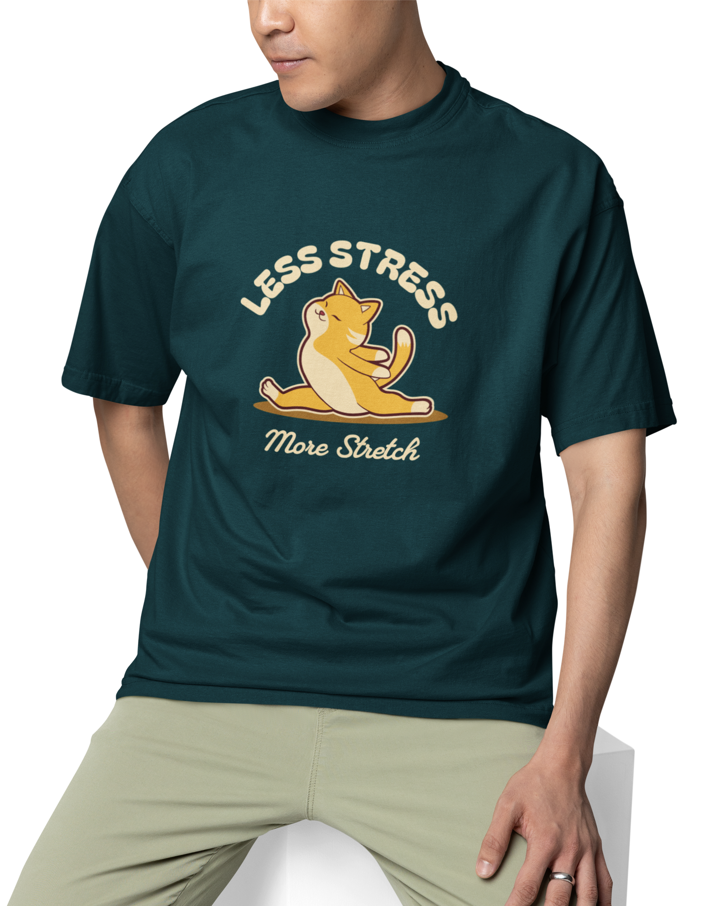 Less Stress More Stretch Unisex Oversized T-Shirt