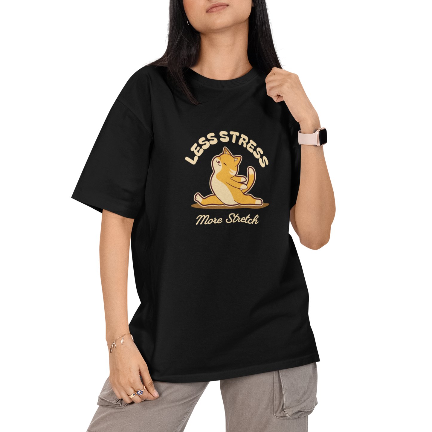 Less Stress More Stretch Unisex Oversized T-Shirt