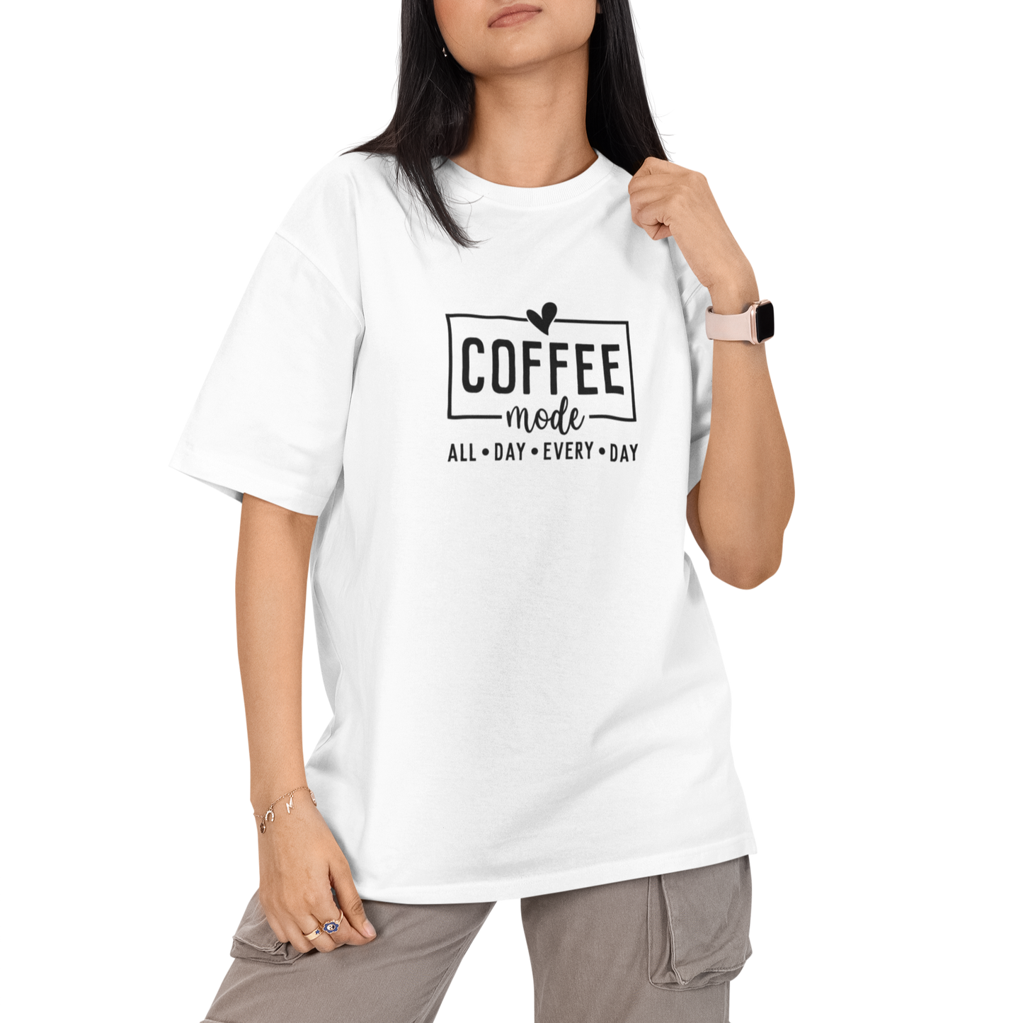 Coffee Mode All Day Every Day Unisex Oversized T-Shirt