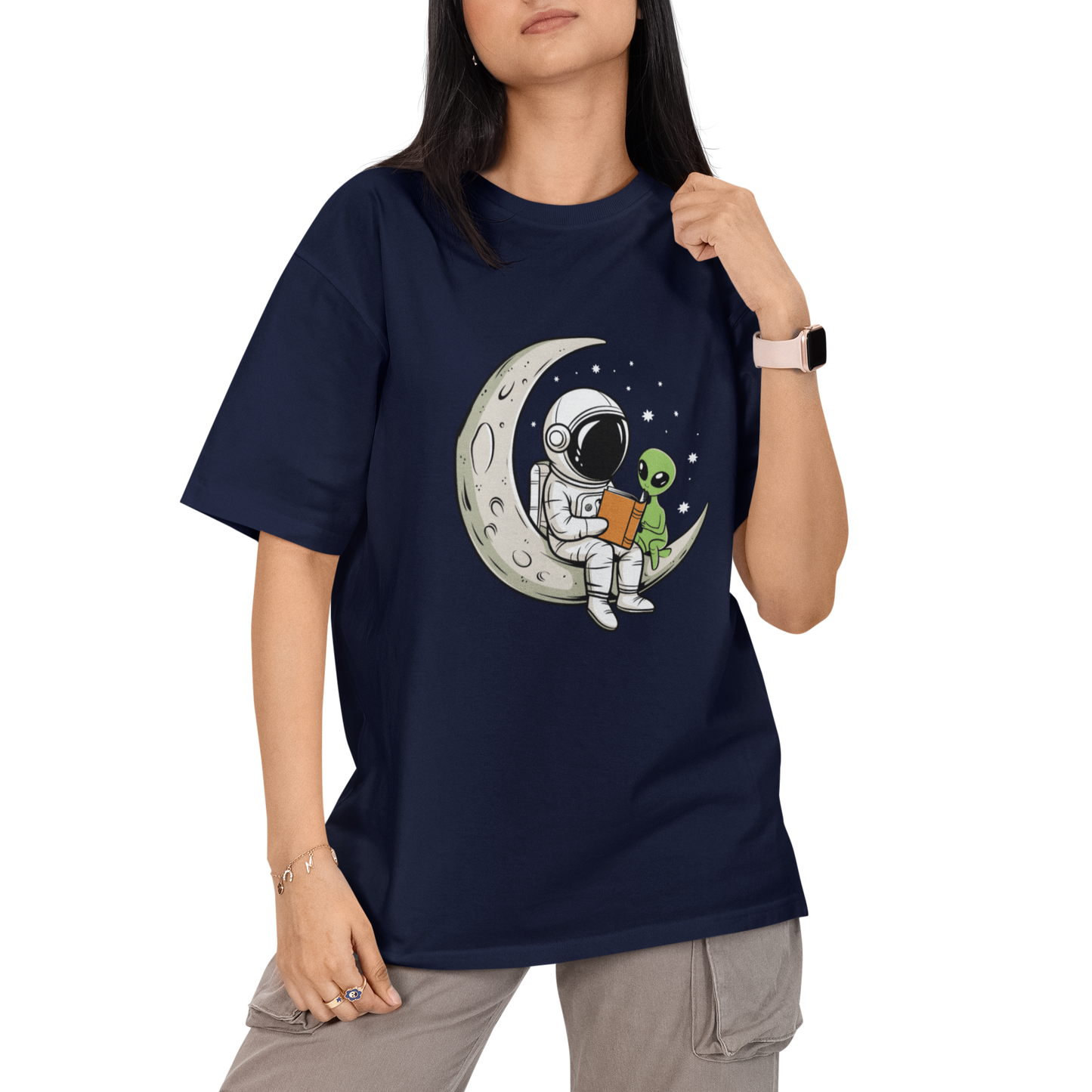 Astronaut And Alien Unisex Oversized T-Shirt