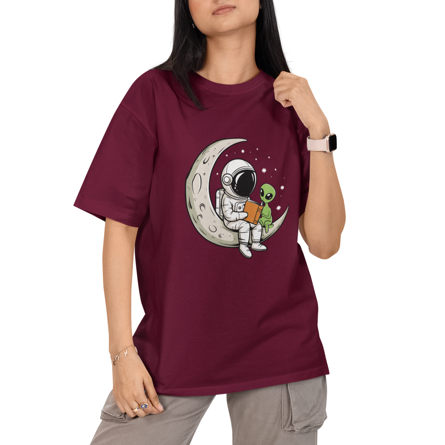 Astronaut And Alien Unisex Oversized T-Shirt