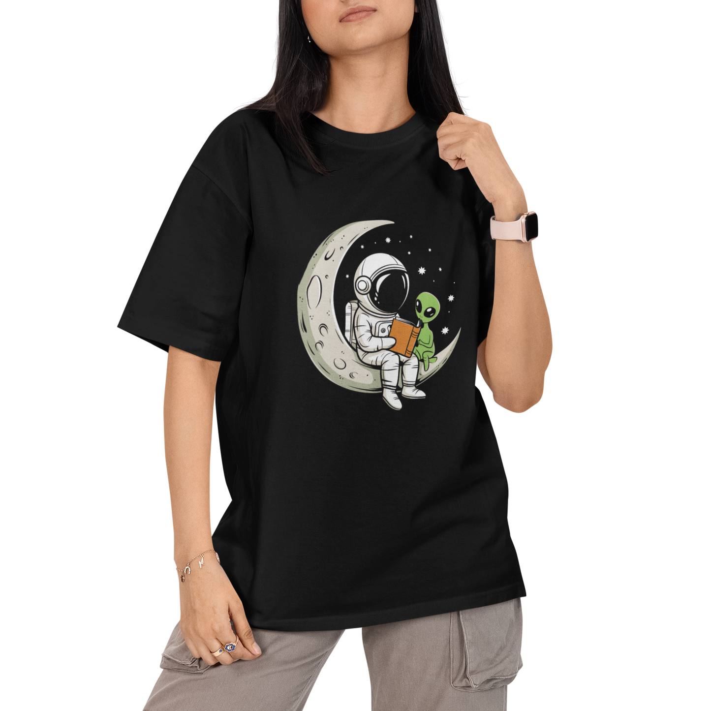 Astronaut And Alien Unisex Oversized T-Shirt