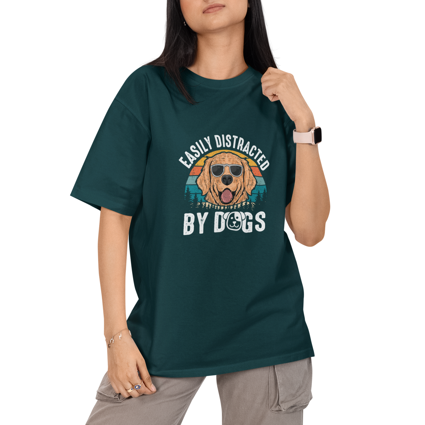 Easily Distracted By Dogs Unisex Oversized T-Shirt