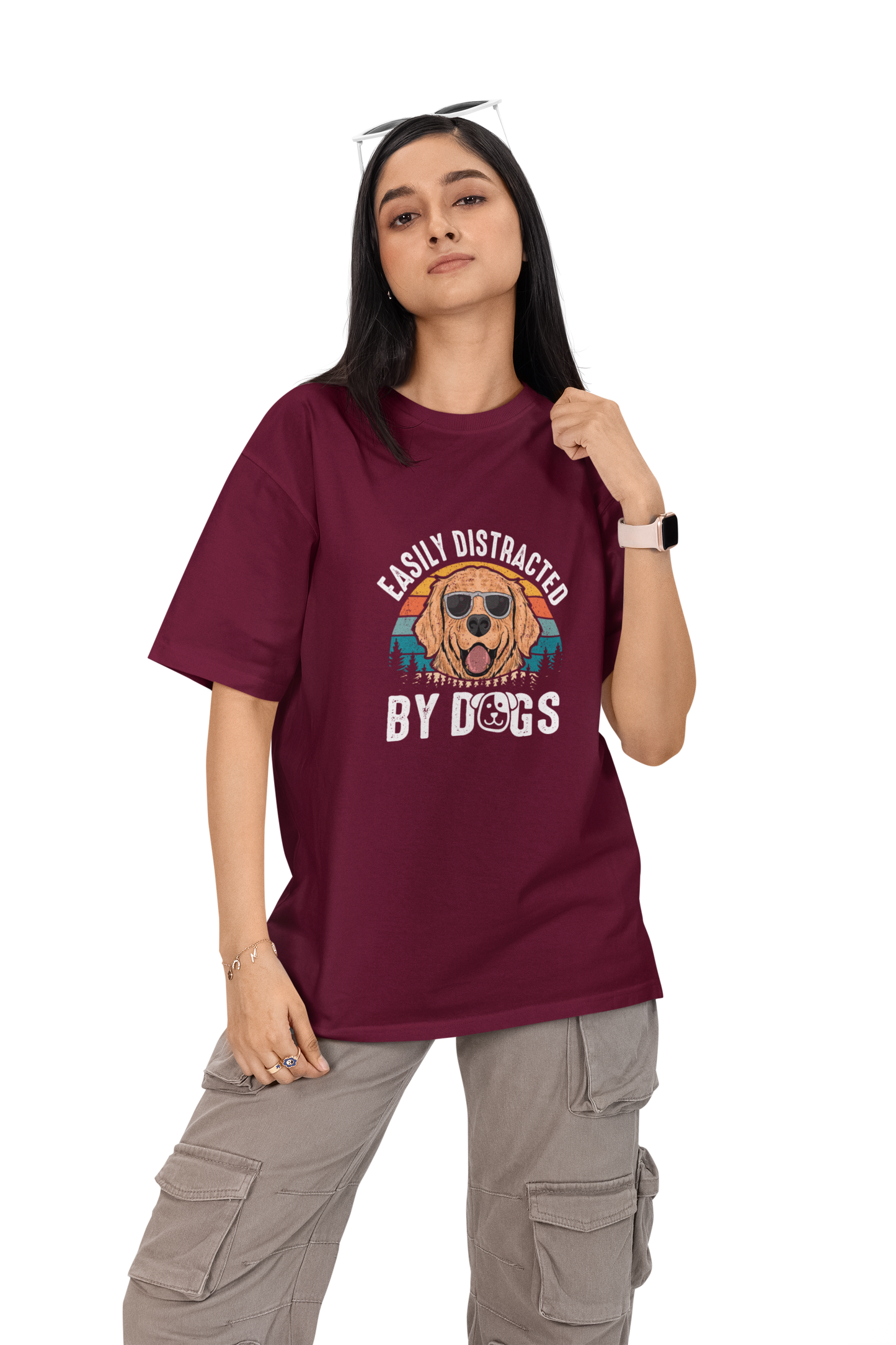 Easily Distracted By Dogs Unisex Oversized T-Shirt