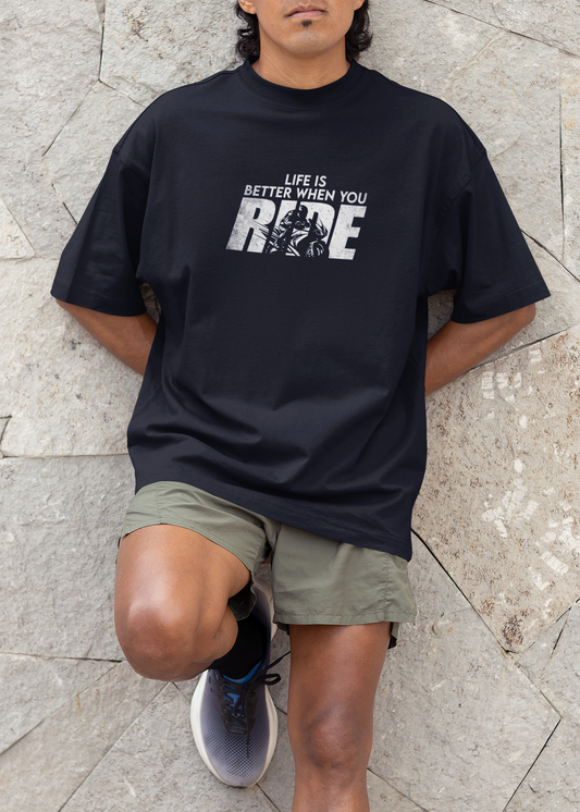 Life Is Better When You Ride Unisex Terry Oversized T-Shirt