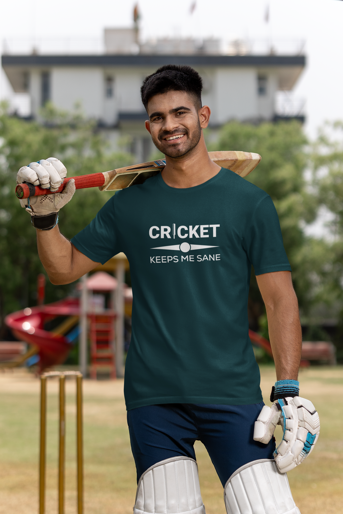 Cricket Keeps Me Sane Men Classic Crew T-Shirt