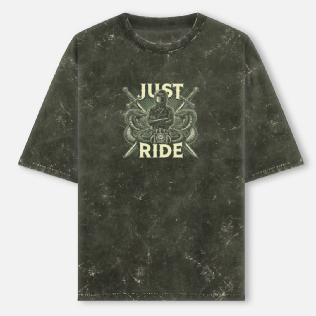 Just Ride Unisex Acid Washed Oversized T-Shirt