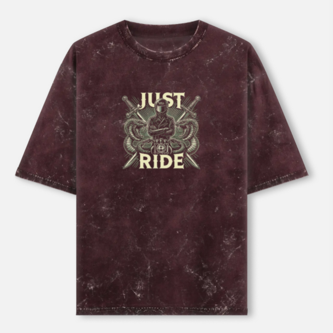 Just Ride Unisex Acid Washed Oversized T-Shirt