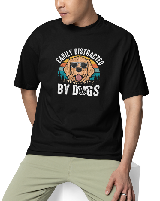 Easily Distracted By Dogs Unisex Oversized T-Shirt