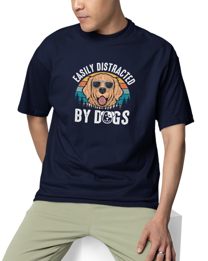 Easily Distracted By Dogs Unisex Oversized T-Shirt