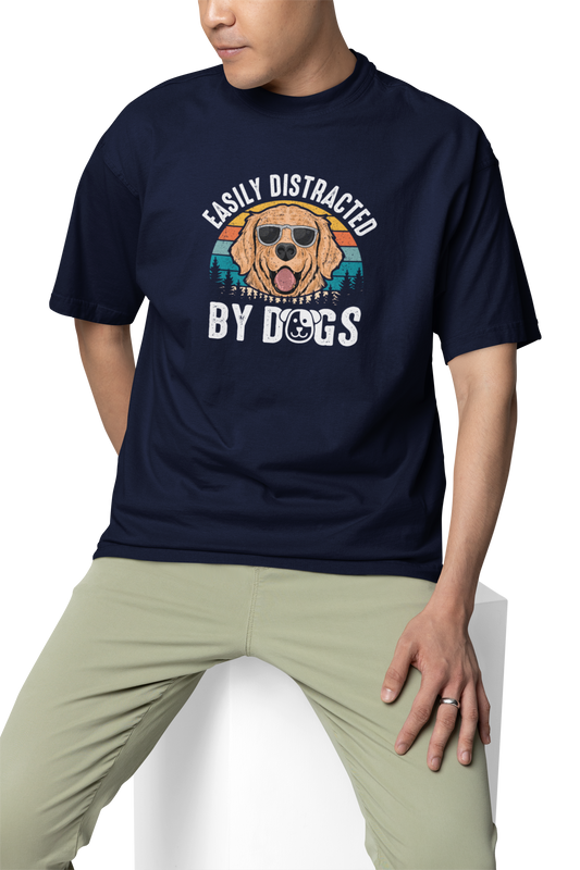 Easily Distracted By Dogs Unisex Oversized T-Shirt