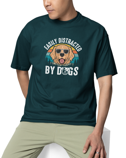 Easily Distracted By Dogs Unisex Oversized T-Shirt