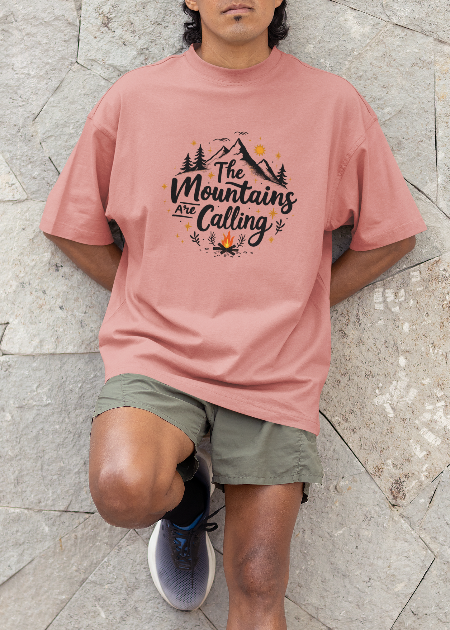 The Mountains Are Calling Unisex Terry Oversized T-Shirt