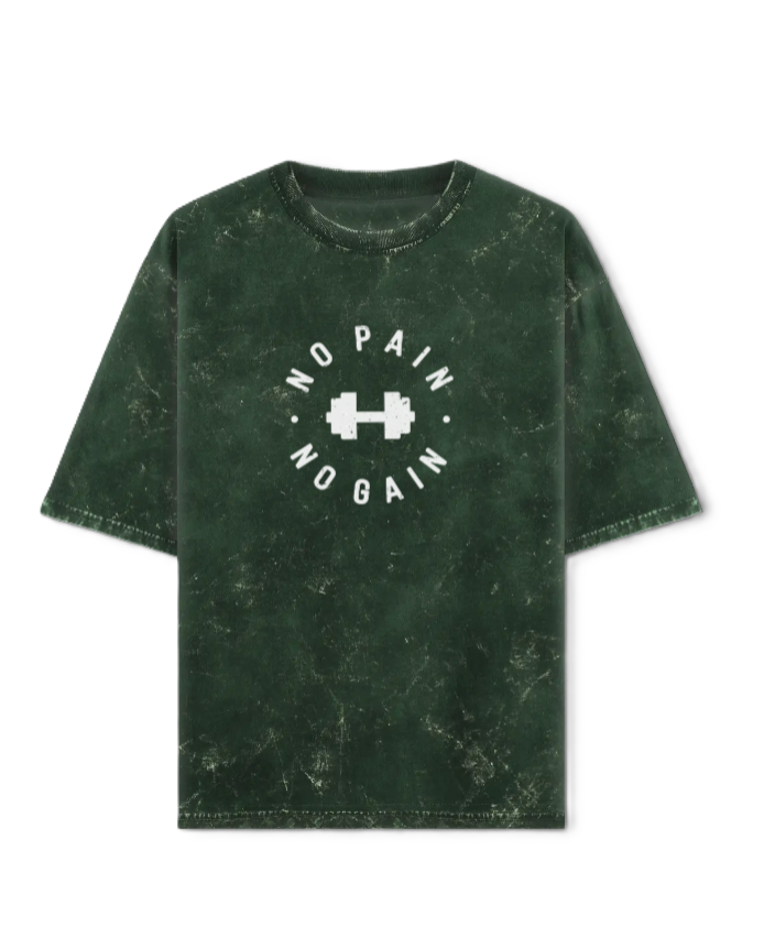 No Pain No Gain Unisex Acid Washed Oversized T-Shirt