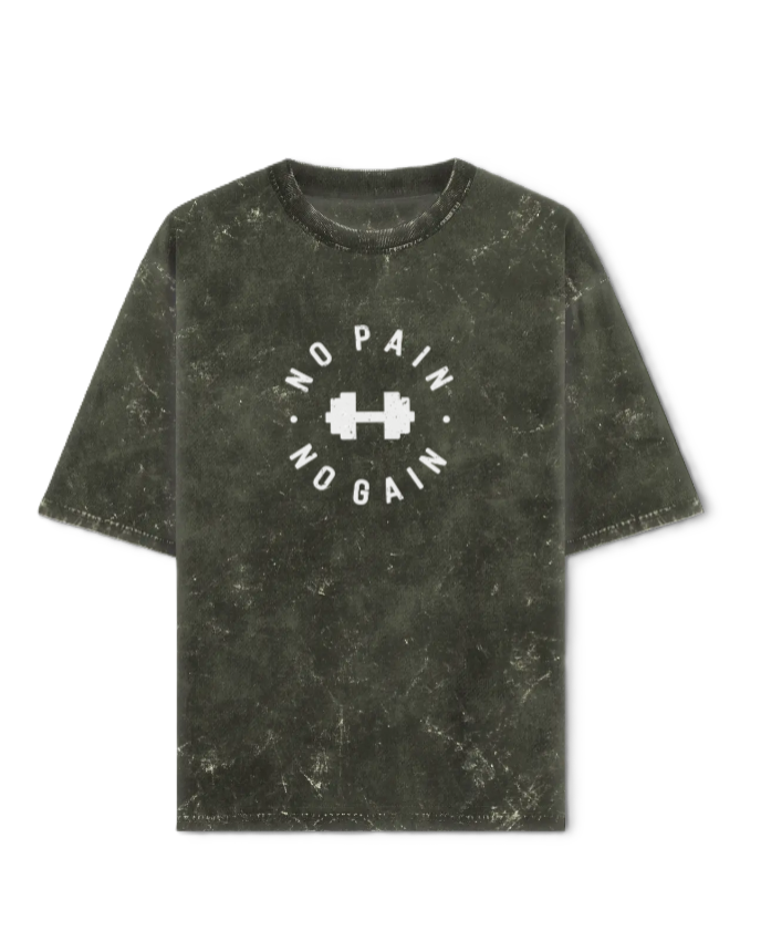 No Pain No Gain Unisex Acid Washed Oversized T-Shirt