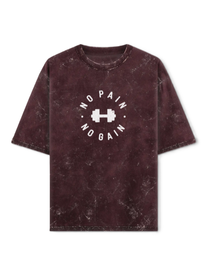 No Pain No Gain Unisex Acid Washed Oversized T-Shirt