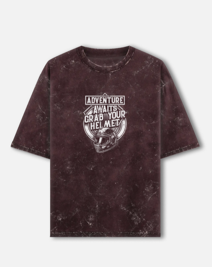 Adventure Awaits Unisex Acid Washed Oversized T-Shirt