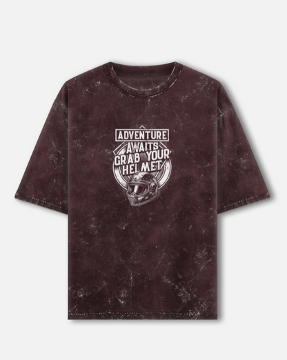 Adventure Awaits Unisex Acid Washed Oversized T-Shirt
