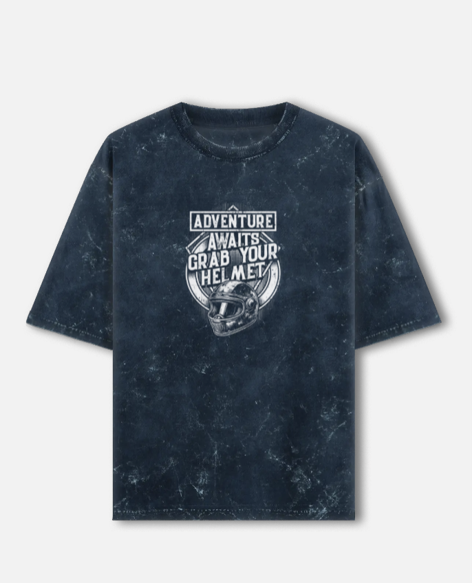 Adventure Awaits Unisex Acid Washed Oversized T-Shirt