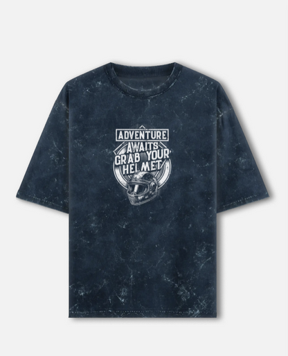 Adventure Awaits Unisex Acid Washed Oversized T-Shirt