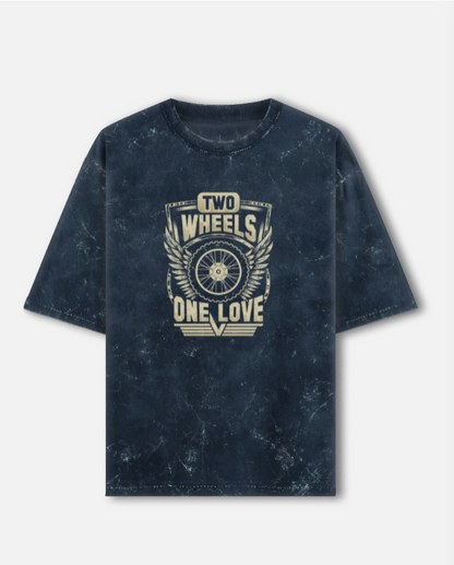 Two Wheels One Love Unisex Acid Washed Oversized T-Shirt