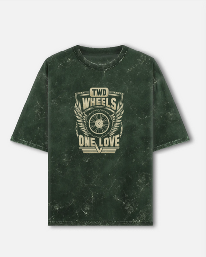 Two Wheels One Love Unisex Acid Washed Oversized T-Shirt