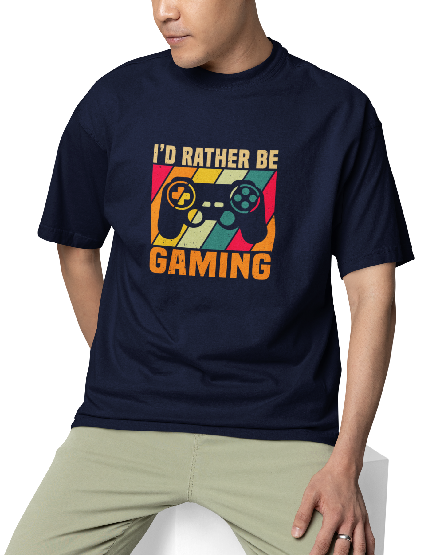 I'd Be Rather Gaming Unisex Oversized T-Shirt