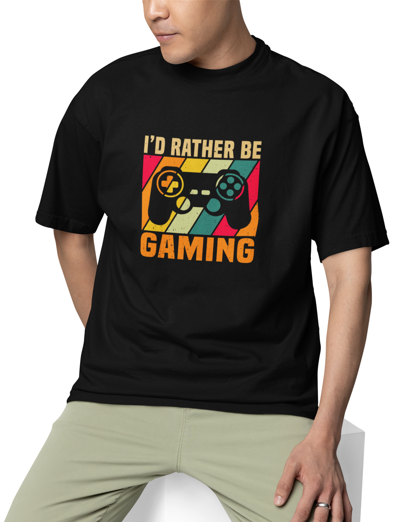 I'd Be Rather Gaming Unisex Oversized T-Shirt