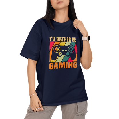 I'd Be Rather Gaming Unisex Oversized T-Shirt