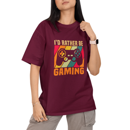 I'd Be Rather Gaming Unisex Oversized T-Shirt
