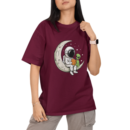 Astronaut And Alien Unisex Oversized T-Shirt
