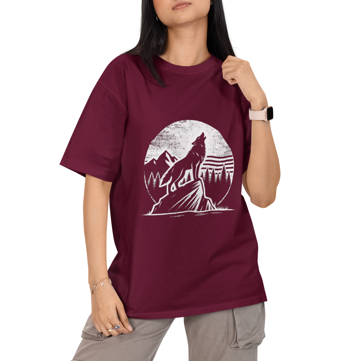 Howling Wolf Unisex Oversized T-Shirt