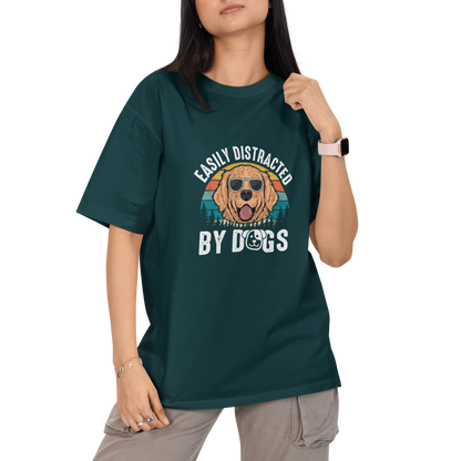 Easily Distracted By Dogs Unisex Oversized T-Shirt