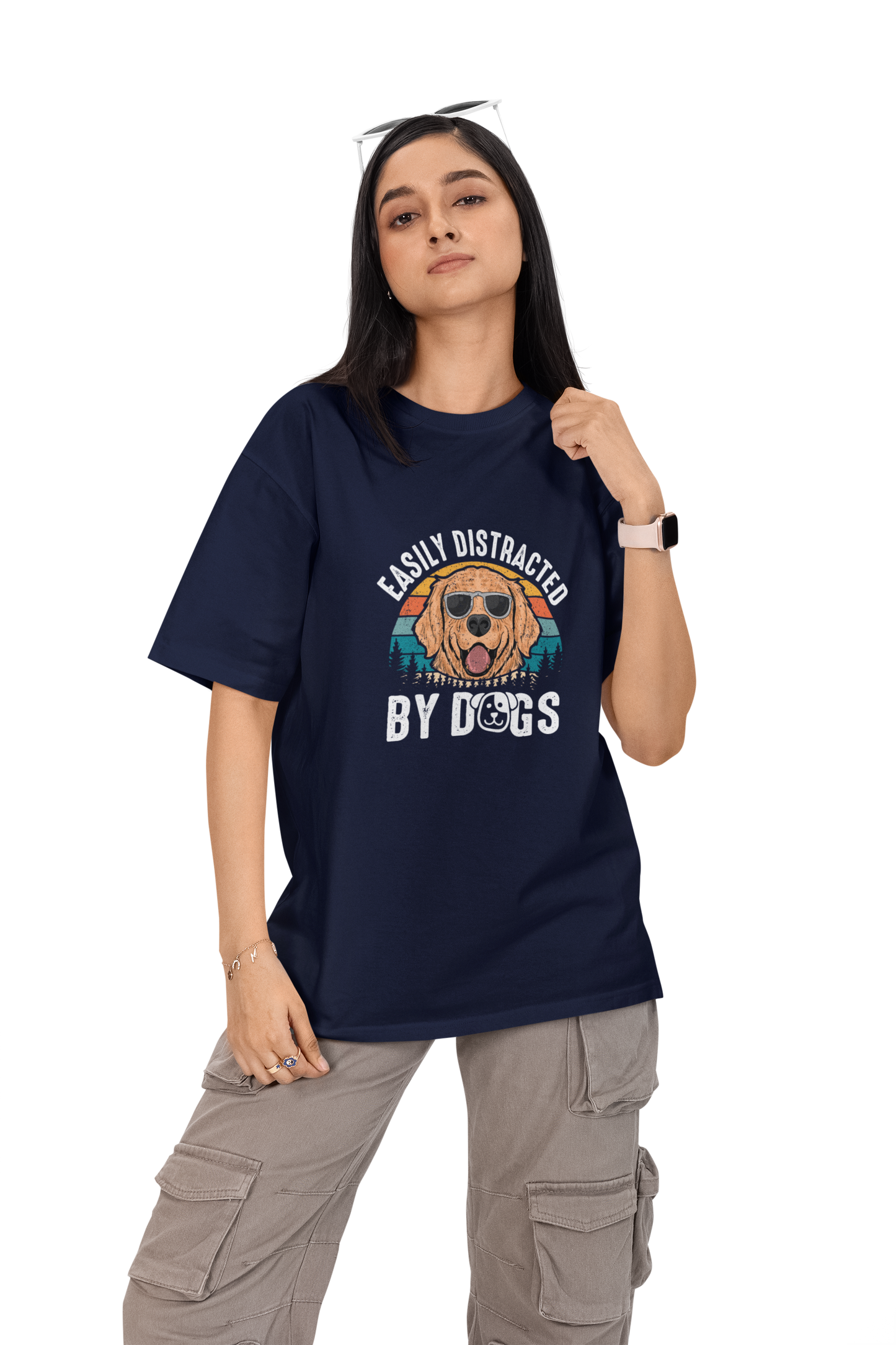 Easily Distracted By Dogs Unisex Oversized T-Shirt