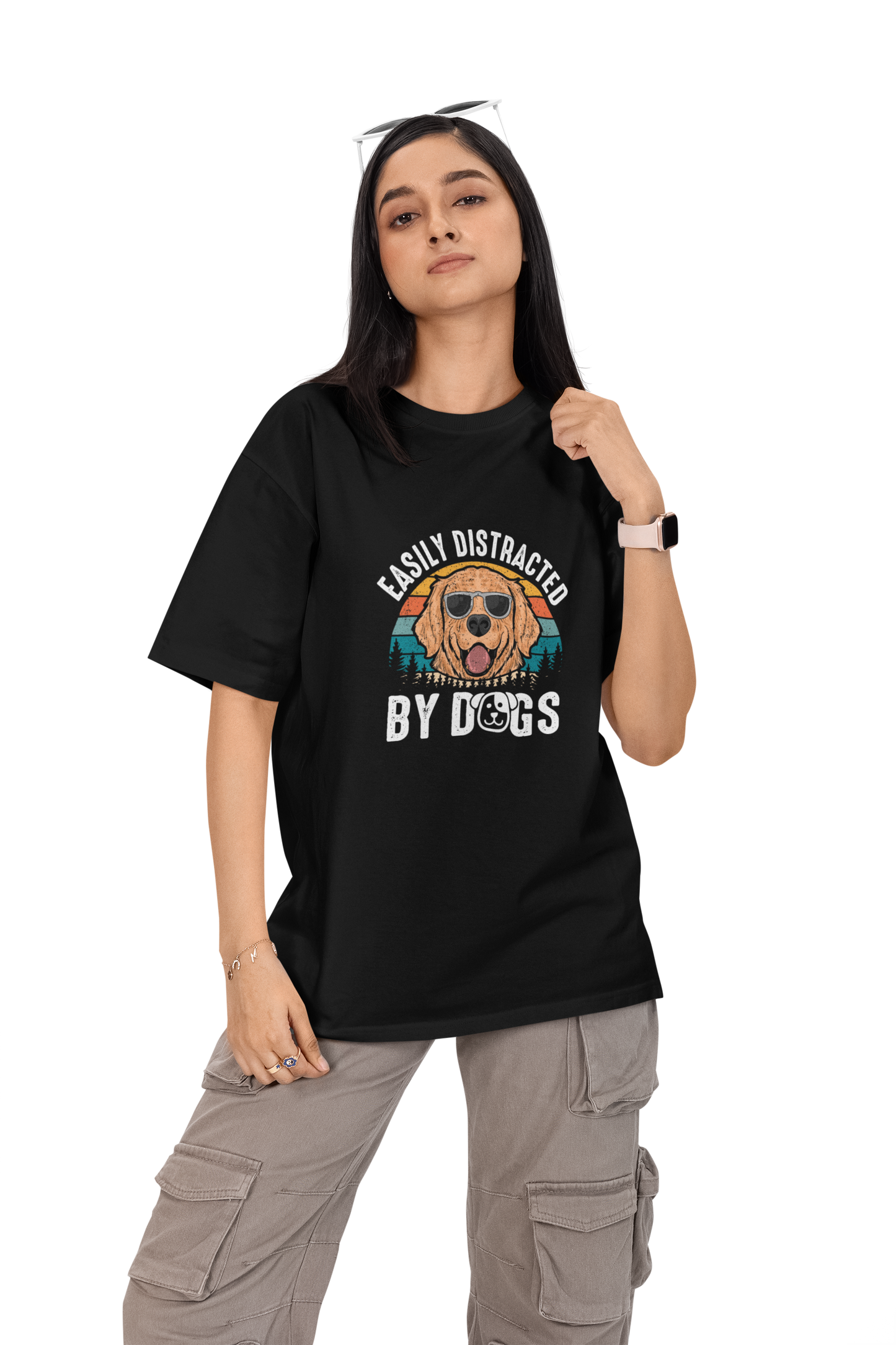 Easily Distracted By Dogs Unisex Oversized T-Shirt