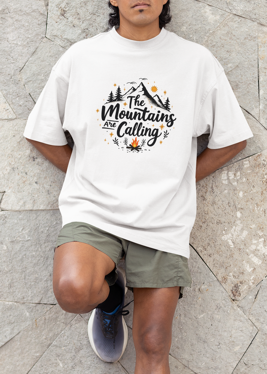 The Mountains Are Calling Unisex Terry Oversized T-Shirt