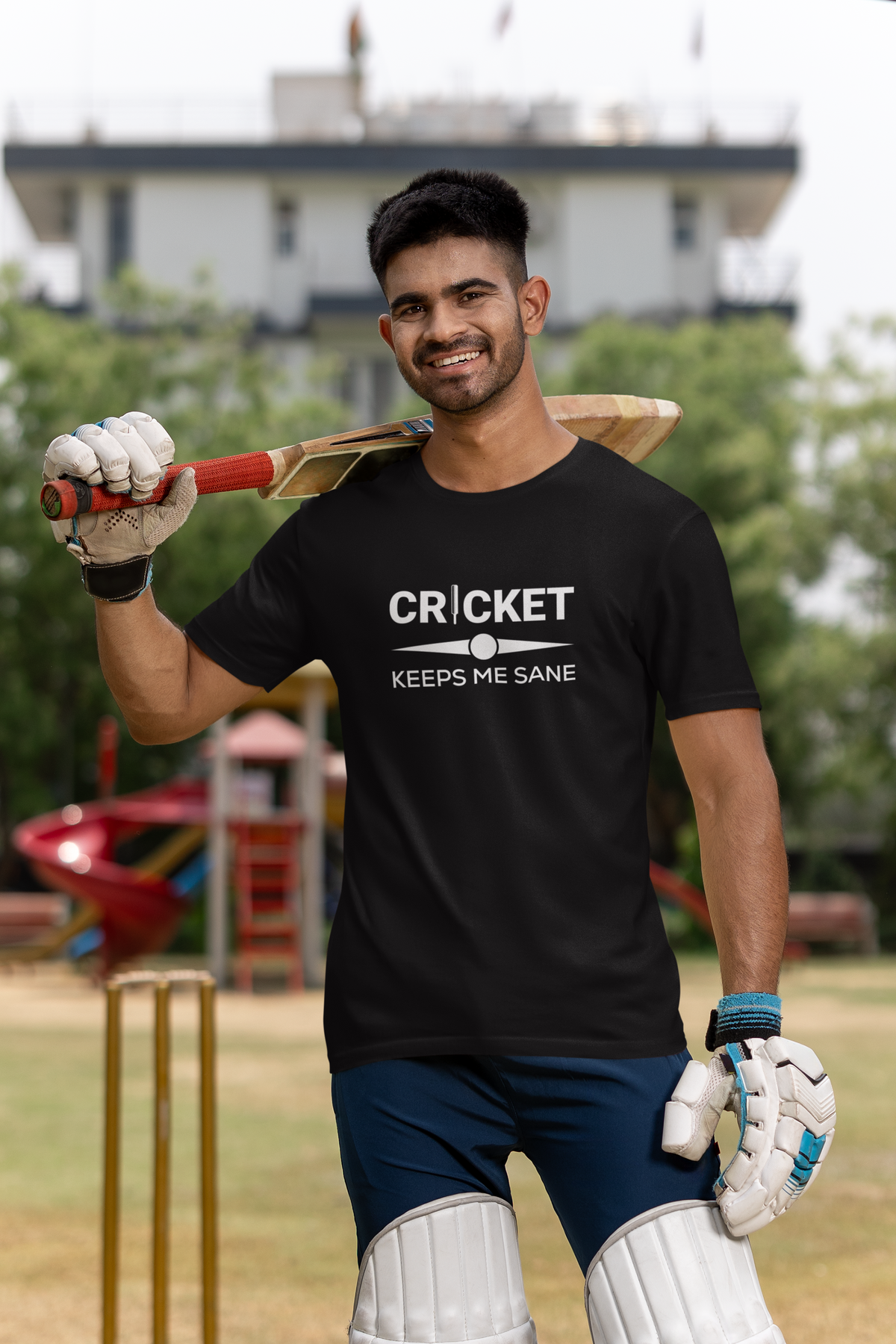 Cricket Keeps Me Sane Men Classic Crew T-Shirt