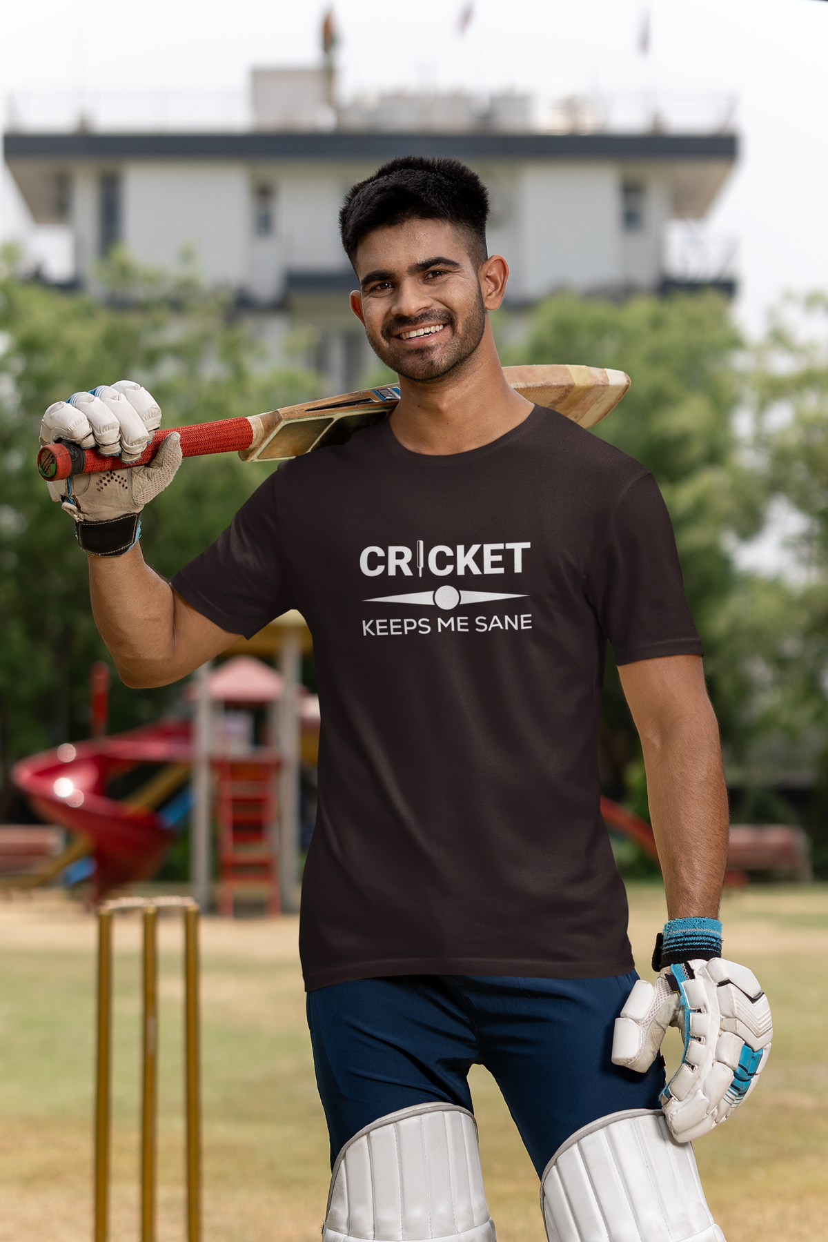 Cricket Keeps Me Sane Men Classic Crew T-Shirt