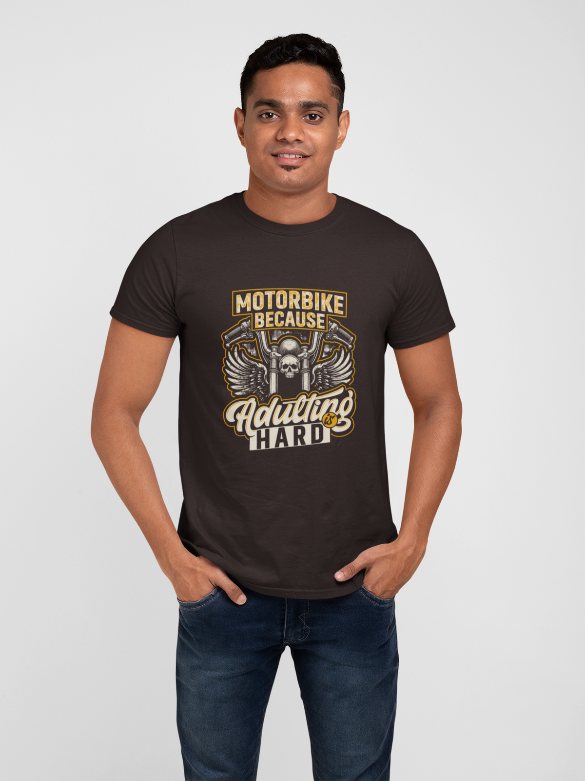 Motorbike Because Adulting Is Hard Men Classic Crew T-Shirt